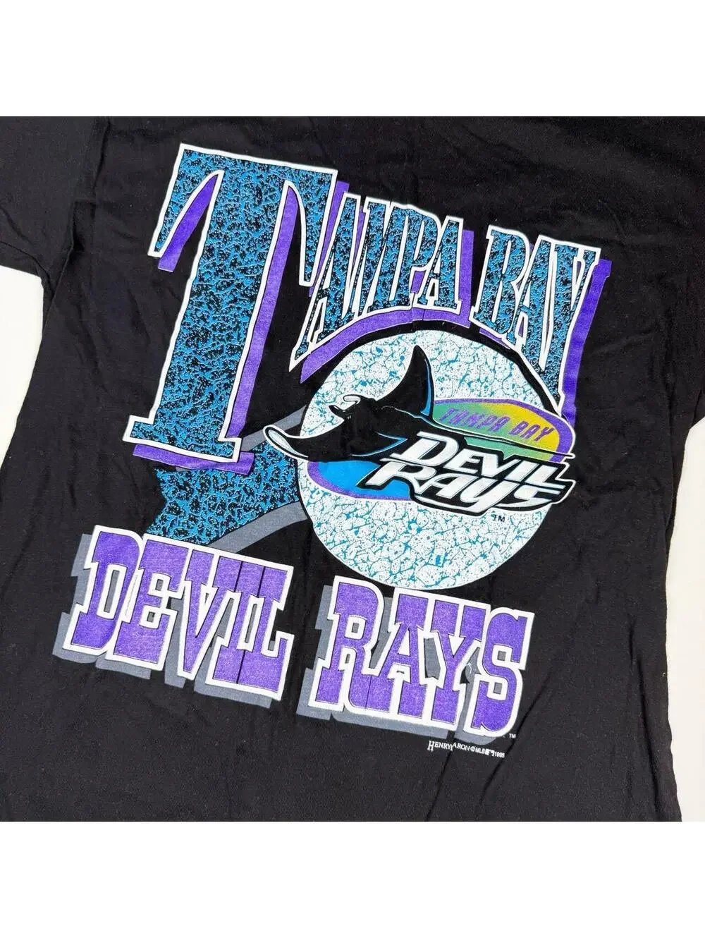 Black Tampa Bay Devil Rays original logo graphic tee size L 90s Caribbean Dream